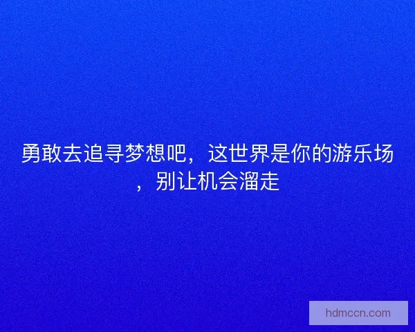 勇敢去追寻梦想吧，这世界是你的游乐场，别让机会溜走